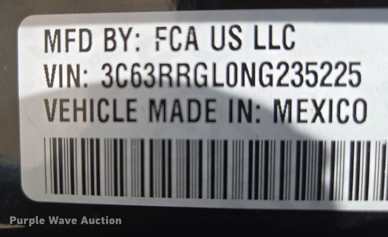 image for item YA0780 2022 RAM 3500 pickup truck cab and chassis