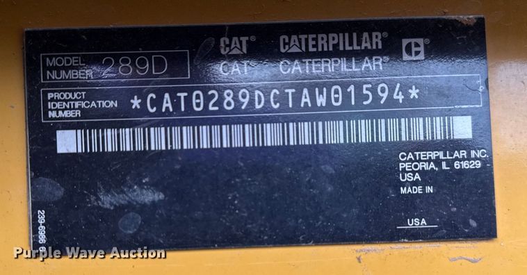 image for item DJ7791 2014 Caterpillar 289D tracked skid steer loader