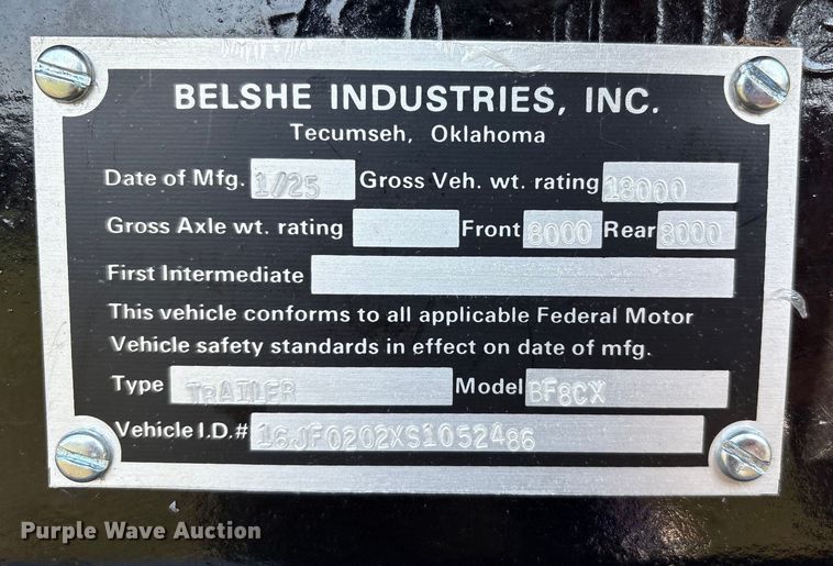 image for item DO1190 2024 Belshe BF8CX equipment trailer
