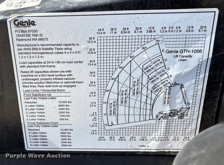 image for item DT3436 2013 Genie GTH-1056 telehandler