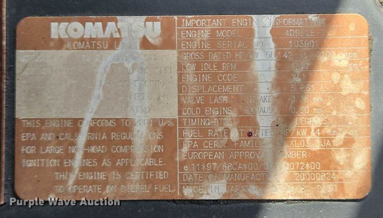 image for item DT4963 2001 Komatsu PC60-7E mini excavator