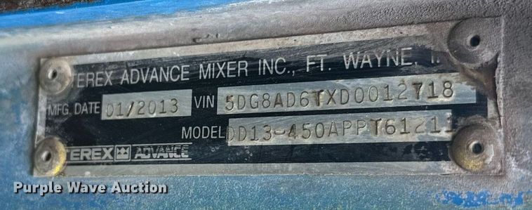 image for item DT6270 2013 Terex Advance DD13-450APPT6121 ready mix truck