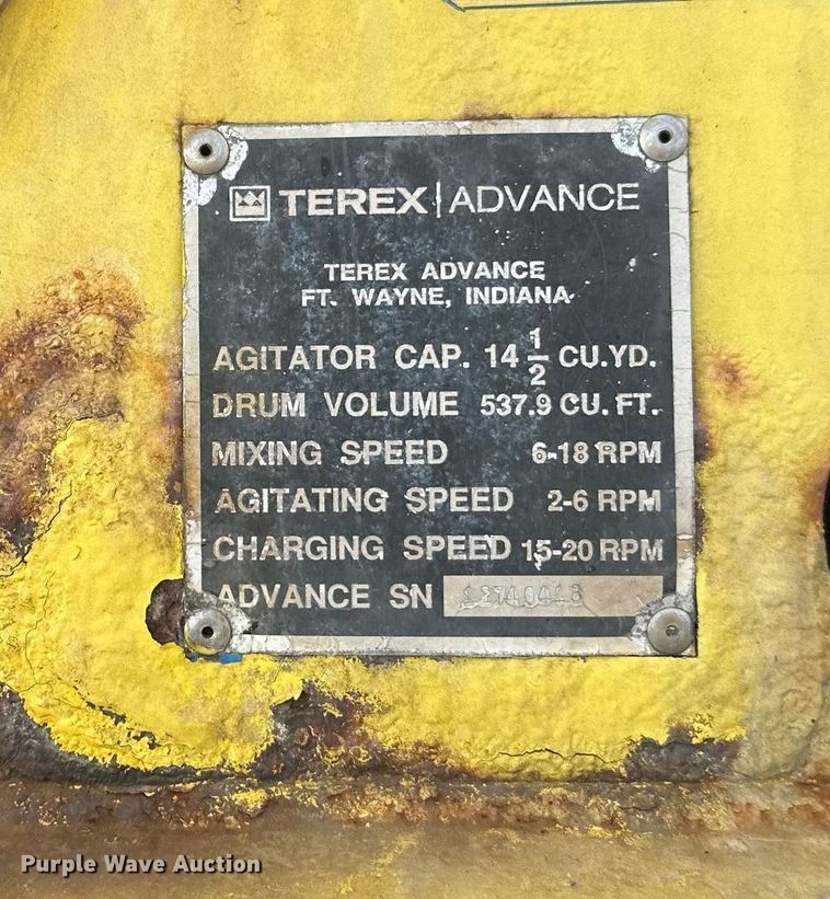 image for item DT6272 2013 Terex Advance FDB6000 ready mix truck