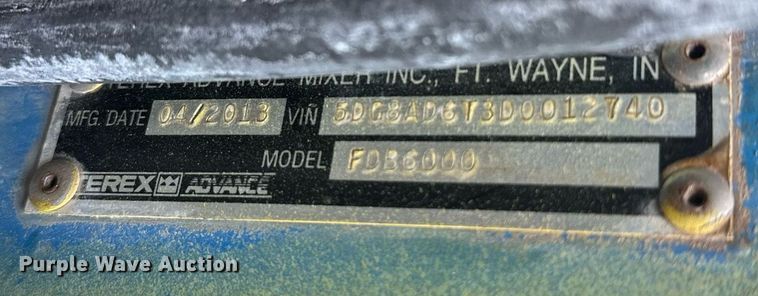 image for item DT6272 2013 Terex Advance FDB6000 ready mix truck