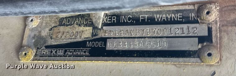 image for item DT6273 2007 Terex Advance C13335A6610 ready mix truck