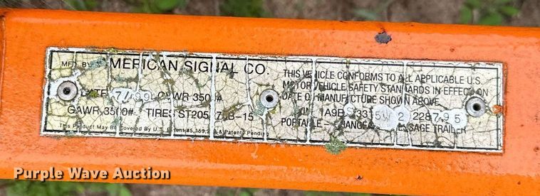 image for item DT6331 1999 American Signal message board trailer