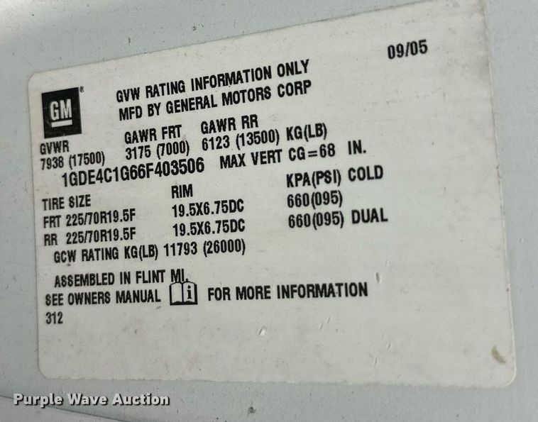 image for item DT6343 2006 GMC C4500 flatbed truck