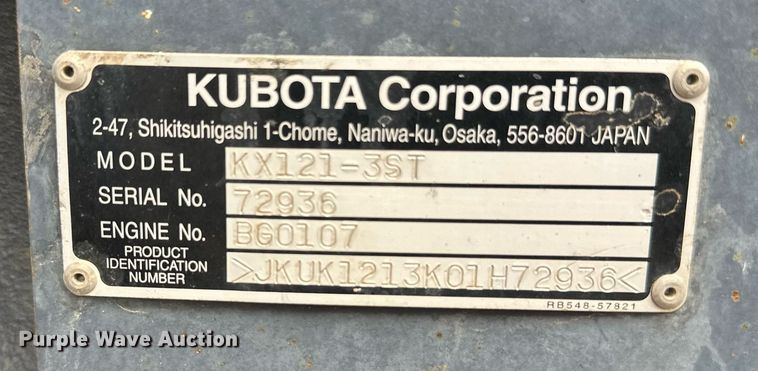image for item DT6350 2011 Kubota KX121-3ST mini excavator