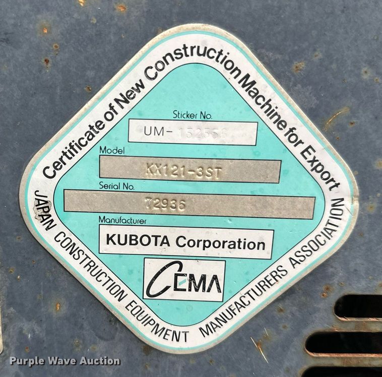 image for item DT6350 2011 Kubota KX121-3ST mini excavator