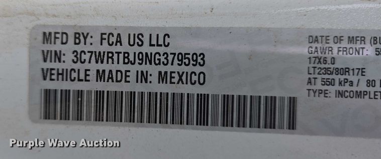 image for item DT6907 2022 RAM 3500  utility bed pickup truck