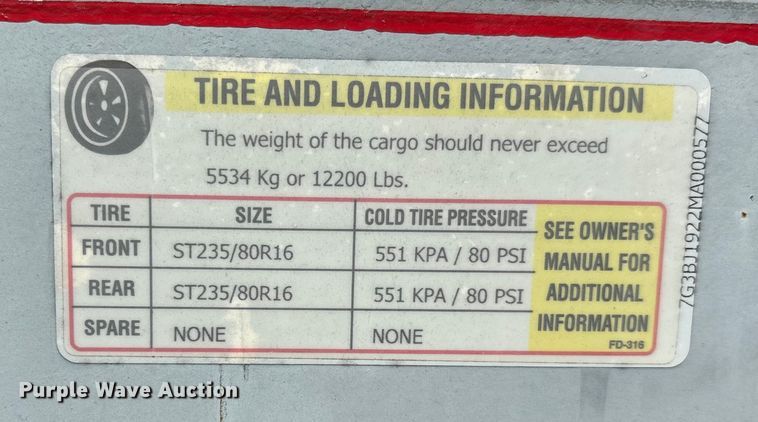 image for item DU1308 2021 O'Neal Trailers JB990 fuel trailer