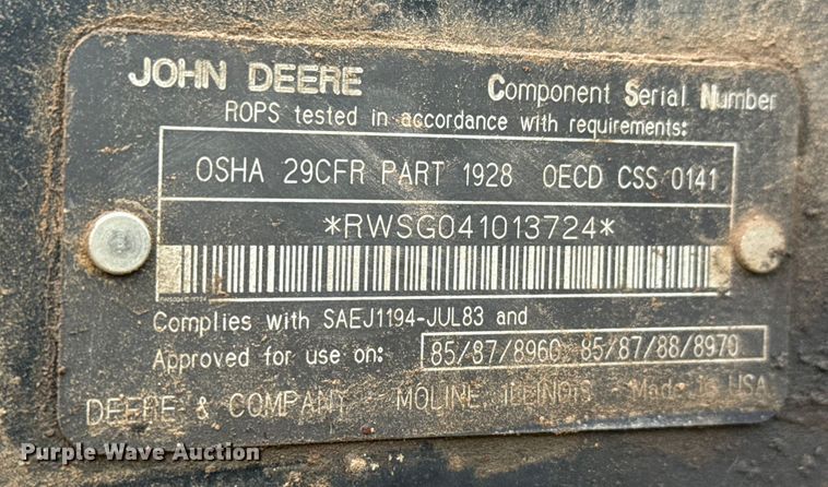image for item DU6780 1995 John Deere 8770 4WD tractor