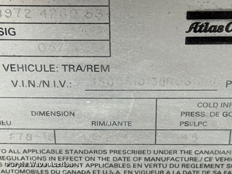 image for item DU6784 2008 Atlas Copco XAS185JD7 air compressor