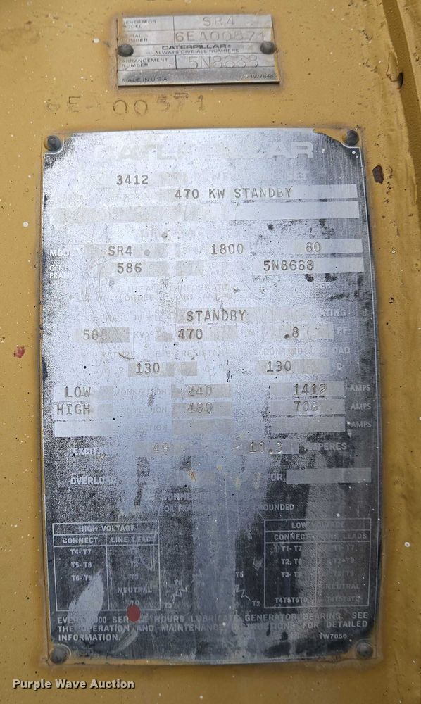 image for item DU6788 Caterpillar 3412 generator