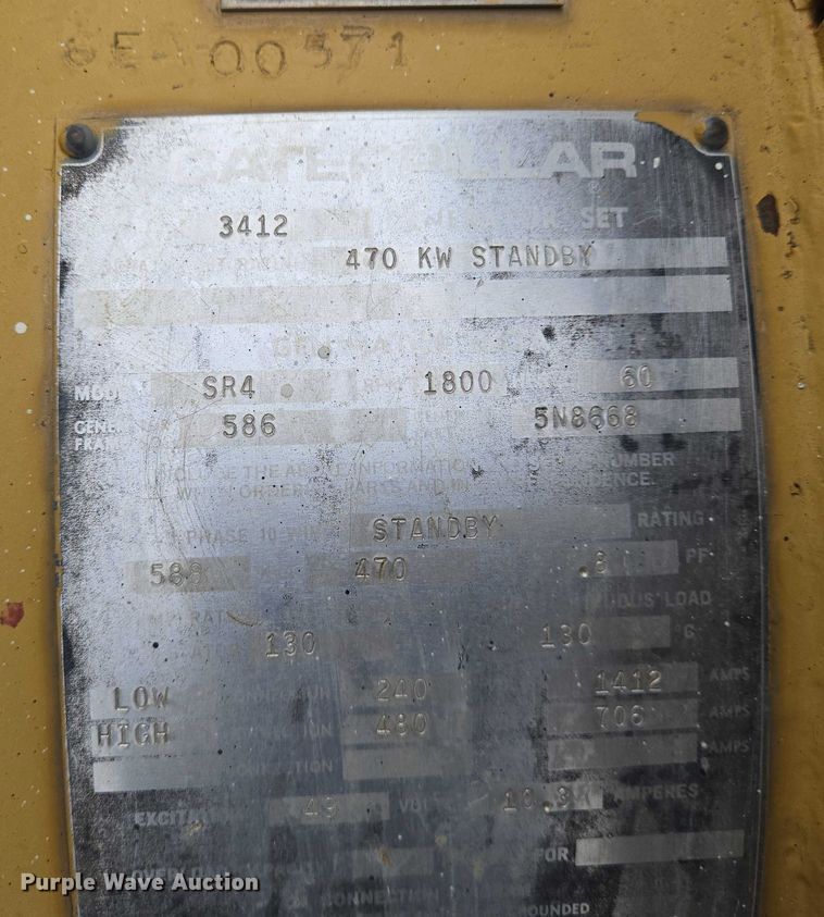 image for item DU6788 Caterpillar 3412 generator