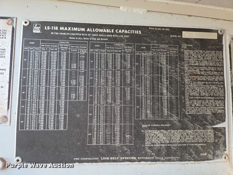 image for item DU6796 1981 Link-Belt LS-118 crane