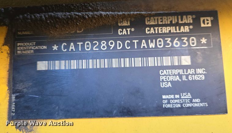 image for item DU6797 2015 Caterpillar 289D tracked skid steer loader