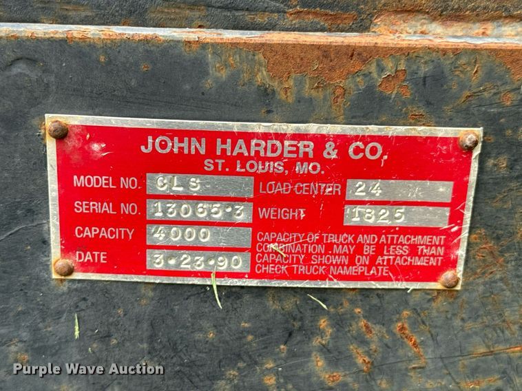 image for item DU9829 1990 John Harder CLS telehandler forks