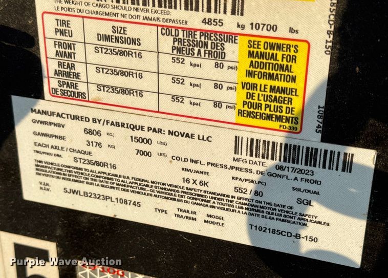 image for item DW6586 2023 Trailerman T102185CD-B-150 equipment trailer