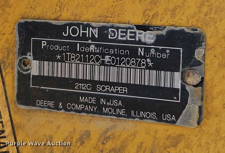 image for item DW6591 2012 John Deere 2112C scraper