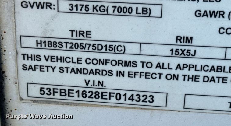 image for item DW6618 2014 Covered Wagon  CE7X16TA2 spray foam enclosed trailer