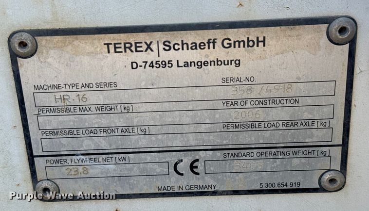 image for item DX5796 2007 Terex HR 16 mini excavator