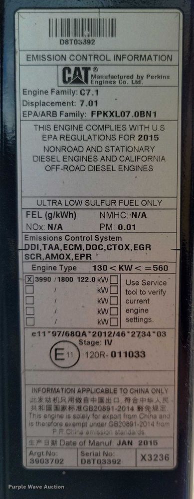 image for item DX7459 2015 Caterpillar 323FL excavator