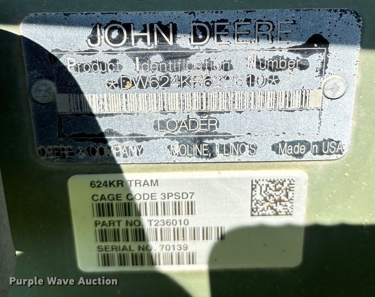 image for item DY0959 2009 John Deere 624KR wheel loader