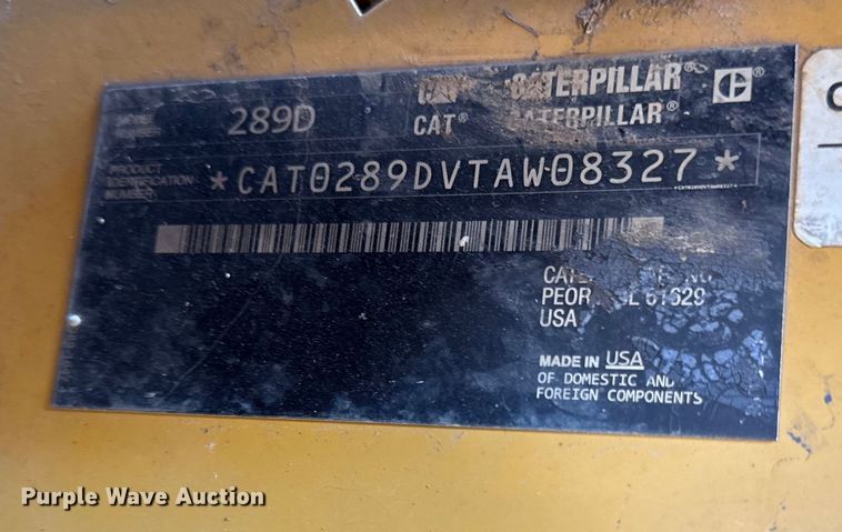 image for item DZ4252 2017 Caterpillar 289D tracked skid steer loader