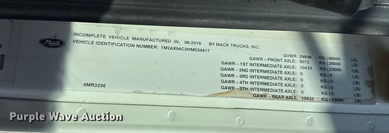 image for item DZ4255 2017 Mack Granite GU713 dump truck