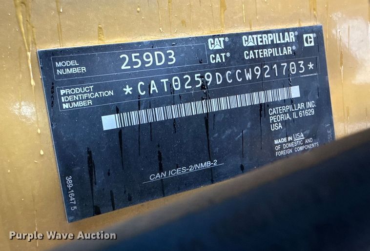 image for item DZ8962 2023 Caterpillar 259D3 tracked skid steer loader