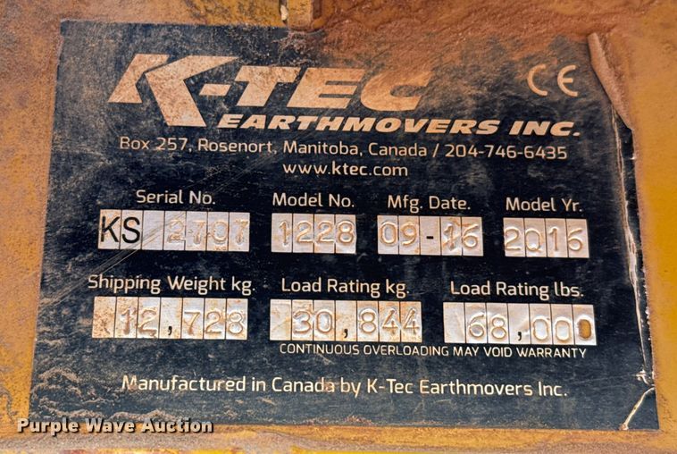 image for item DZ8974 2019 Volvo A30G articulated scraper truck with 2016 K-Tec 1228 scraper