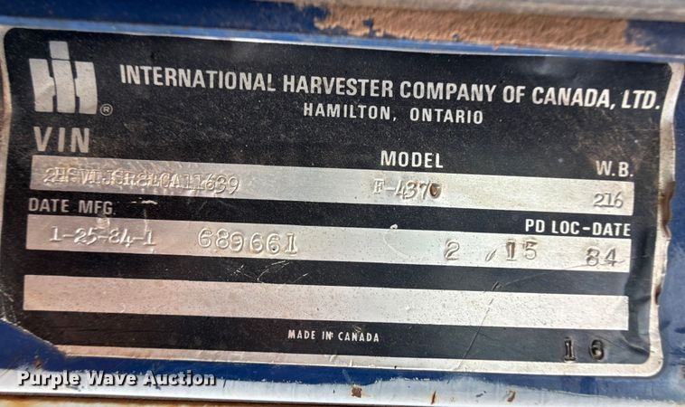 image for item DZ8976 1984 International F-4370 dump truck