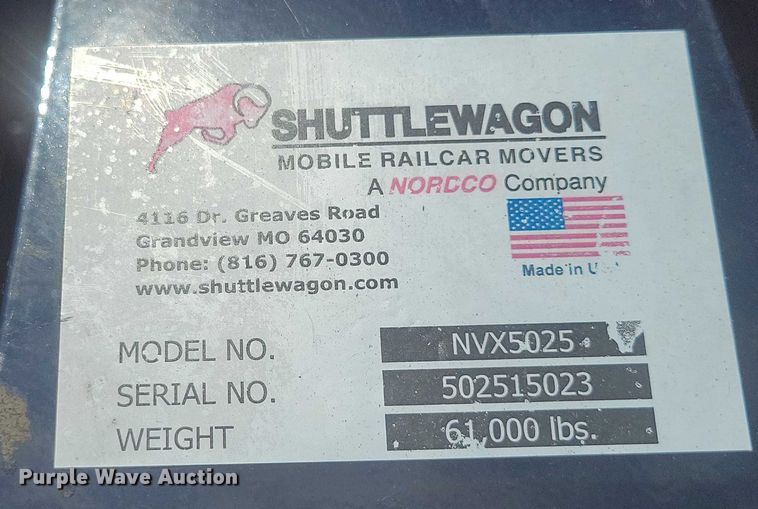 image for item EA2527 2015 Shuttlewagon Navigator NVX5025 railcar mover