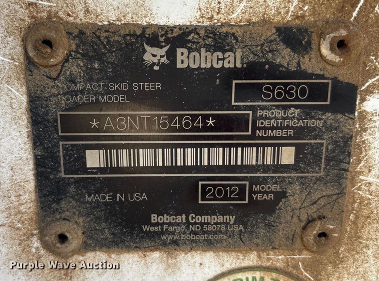 image for item EA7471 2012 Bobcat S630 skid steer loader