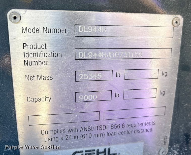 image for item EA7487 Gehl DL944H telehandler