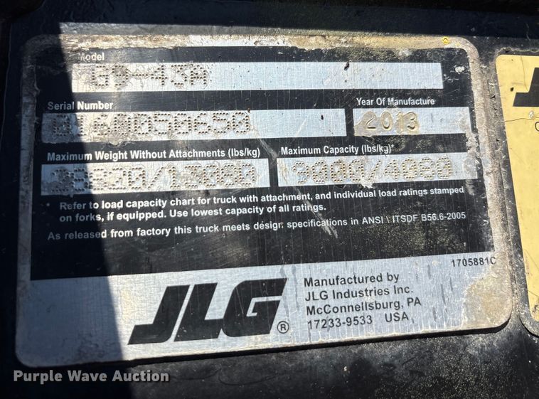 image for item EA7490 2013 JLG G9-43A telehandler