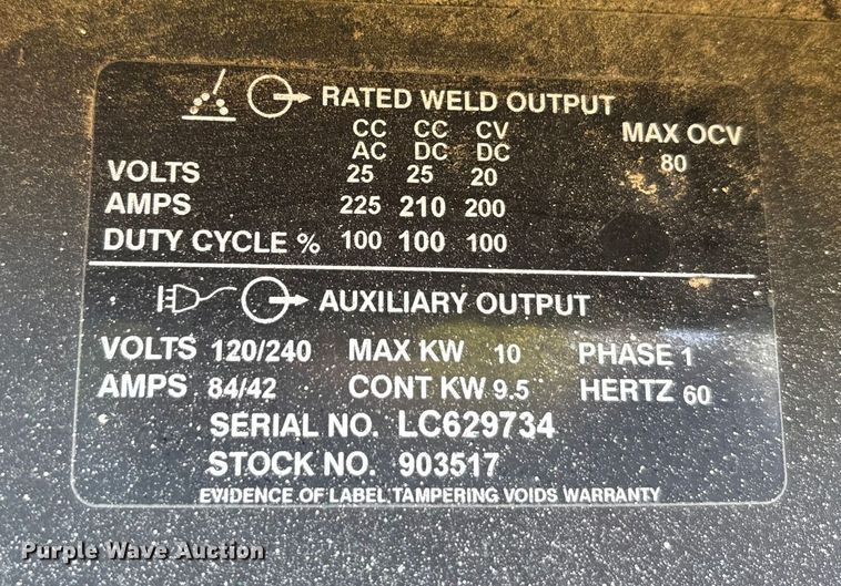 image for item EA7493 Miller Bobcat 225 NT welder