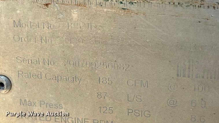 image for item EA7498 Sullair 185 air compressor