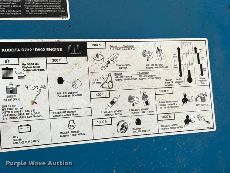 image for item EA7499 2020 Miller Trailblazer 325 welder/generator