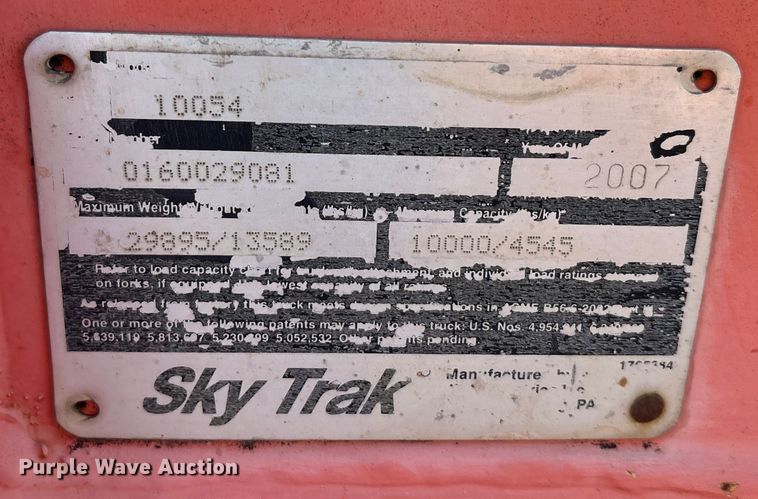 image for item EA7501 2007 JLG Sky trak 10054 telehandler