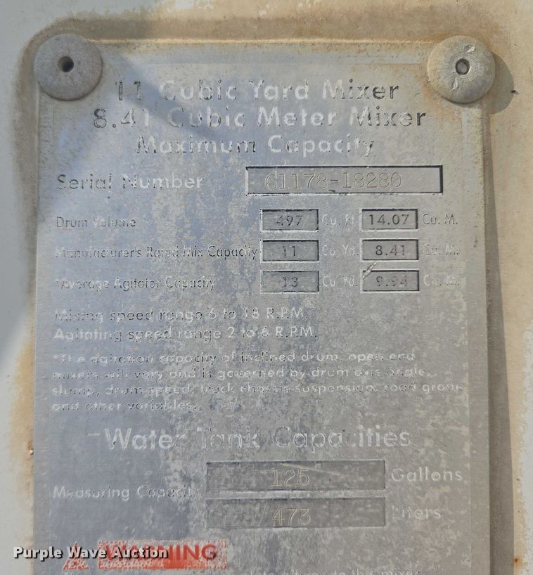 image for item EB1025 2002 Kenworth W900 ready mix truck