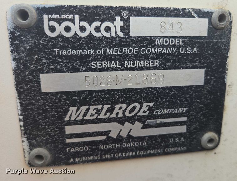 image for item EB1030 1985 Bobcat 843 skid steer loader