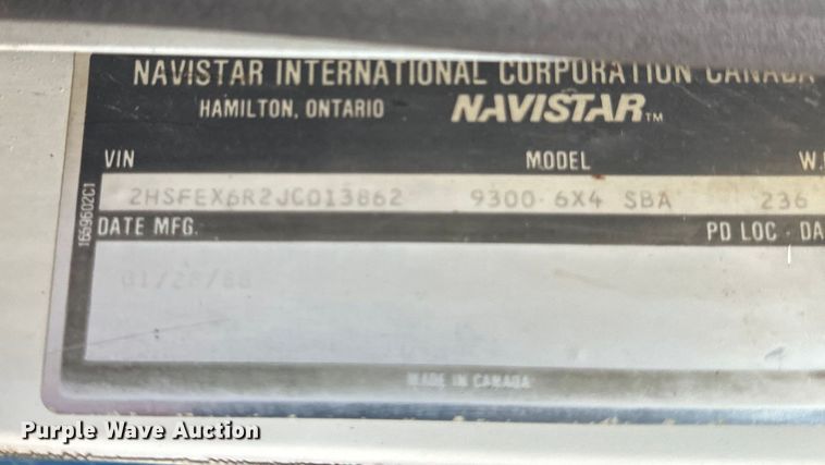 image for item EB2842 1988 International 9300 crane truck