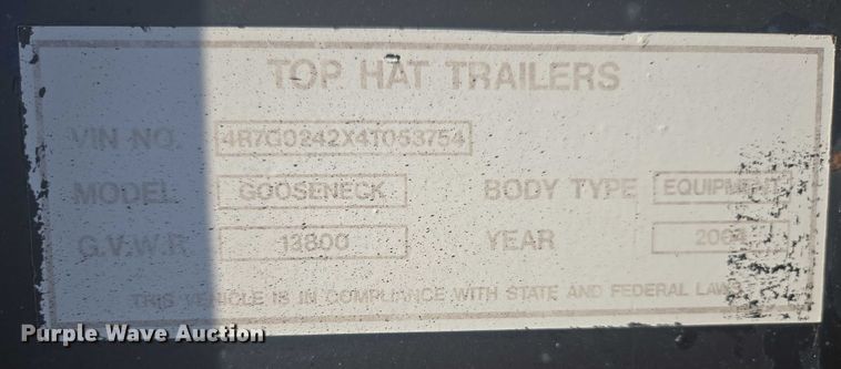 image for item EC1175 2004 Top Hat Industries equipment trailer