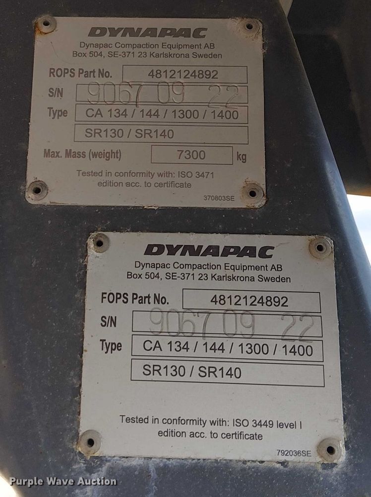 image for item EC1180 2017 Dynapac CA1300D double drum vibratory roller