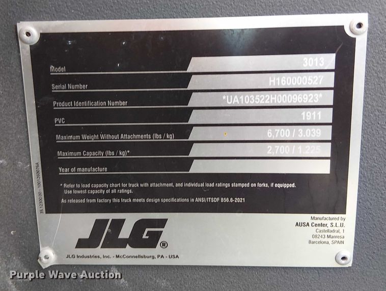 image for item EC3789 2023 JLG 3013 telehandler