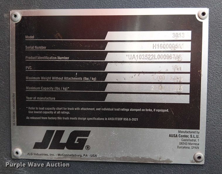 image for item EC3790 2023 JLG 3013 telehandler