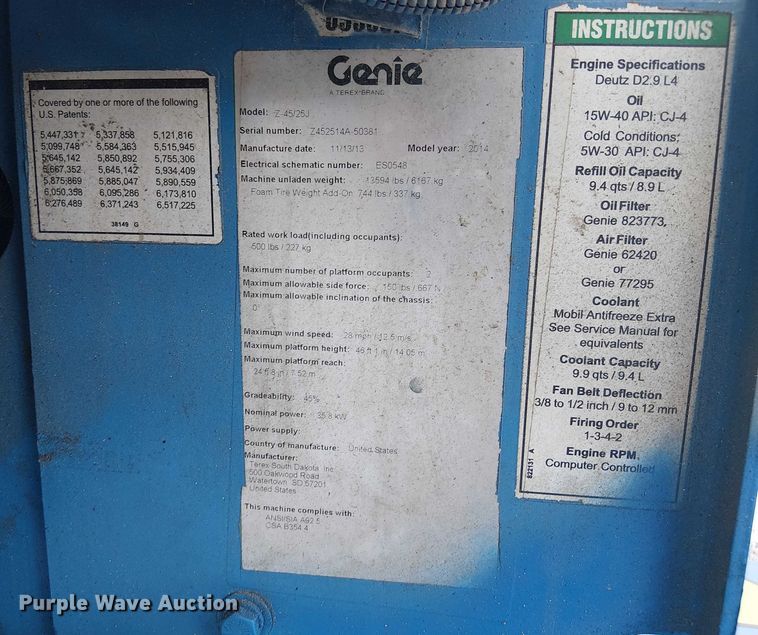 image for item EC3794 2014 Genie Z-45/25J boom lift