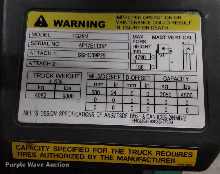 image for item EC3817 2022 Mitsubishi FG25N forklift
